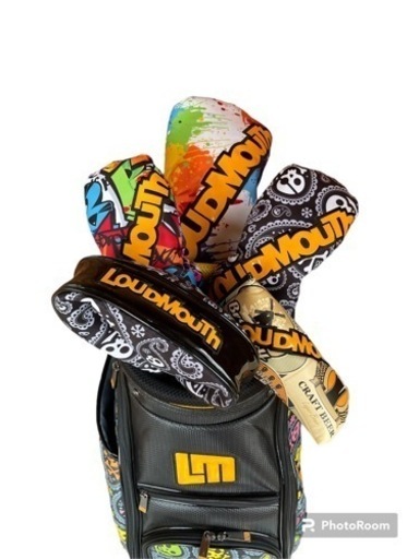 ラウドマウス　LoudMouth キャディバッグ　スカル柄　ドライバーアイアンカバーセット