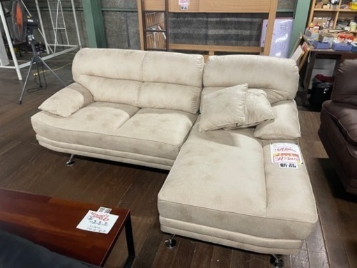 カウチソファー！ファブリックレザー！新品