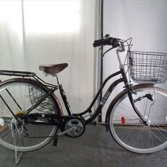 D21 ☆限定特価☆ 中古自転車 【 26インチ 黒 軽快車 6段 LEDオート