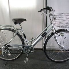 D23 ☆限定特価☆ 中古自転車 【 27インチ シルバー 軽快車 6段 LEDオート