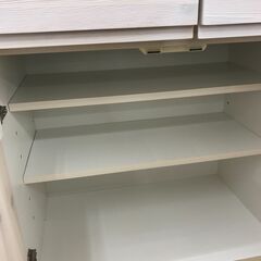 ★ジモティ割あり★  食器棚 クリーム色 H180×W104×D43 クリーニング済み KJ2862の画像