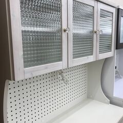 ★ジモティ割あり★  食器棚 クリーム色 H180×W104×D43 クリーニング済み KJ2862の画像