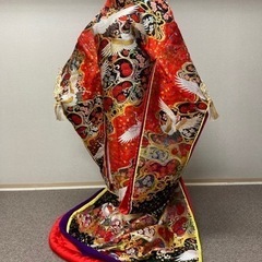 花嫁打掛 正絹 十二単仕立て 定価30万 鶴 桜 豪華刺繍