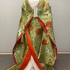 花嫁打掛　正絹　グリーン系　柏紋　軽量　珍品
