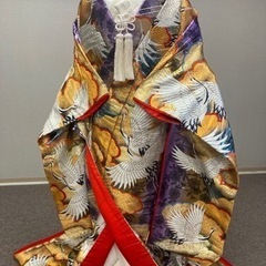 花嫁打掛 正絹 紫・金 鶴刺繍