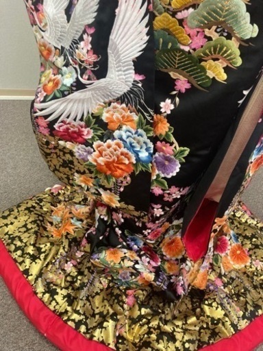 花嫁打掛　正絹　金箔　桜　藤　鶴　牡丹
