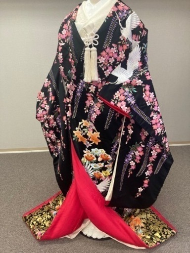 花嫁打掛　正絹　金箔　桜　藤　鶴　牡丹