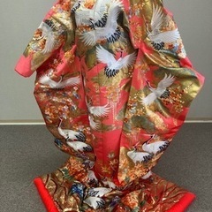 花嫁打掛 正絹 金箔 グラデーションピンク 鶴