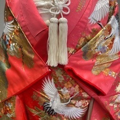 花嫁打掛 正絹 金箔 グラデーションピンク 鶴