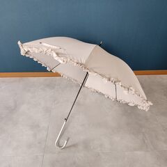 未使用／軽量　フリル傘　直径100cm　くすみカラー　グレー　撮影用にもおすすめの画像
