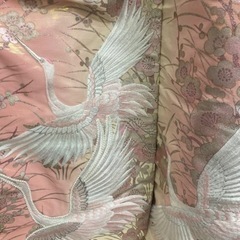 花嫁打掛 正絹 プラチナ・ピンク 鶴 梅の花