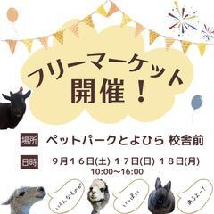 アルパカがいるペットパークでフリーマーケット開催！