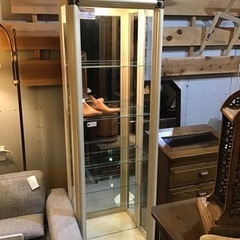 ガラスキュリオキャビネット USA ミラー