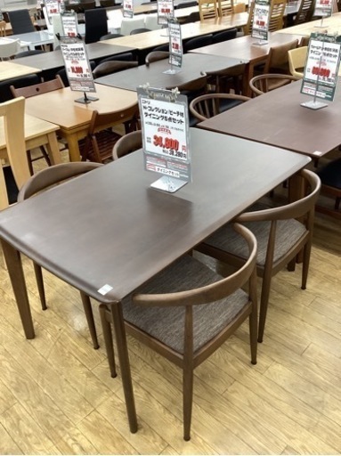 KI-43【新入荷　リサイクル品】ニトリ　Nコレクション　ビーチ材　ダイニング5点セット　ブラウン