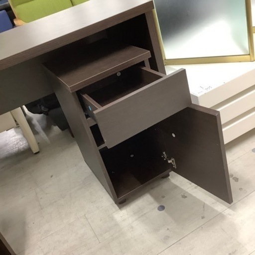 ニトリ　デスク3点セット　ダークブラウン【トレファク堺福田店】