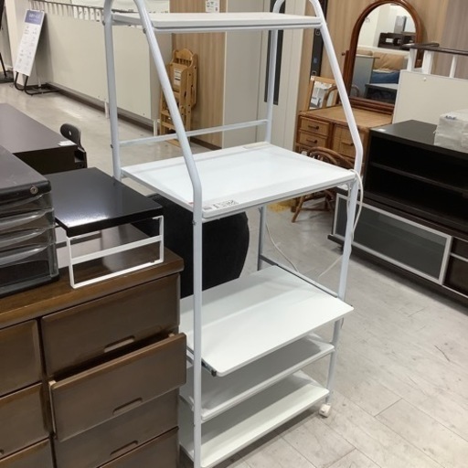 5段キャスター付きレンジラック 小売業者 ホワイト【トレファク堺福田店】