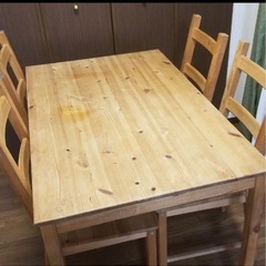 イケヤ　天然木ダイニングセット