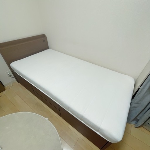 【美品♪】ニトリ 大小引き出し付きシングルベッド  (マットレス付き)