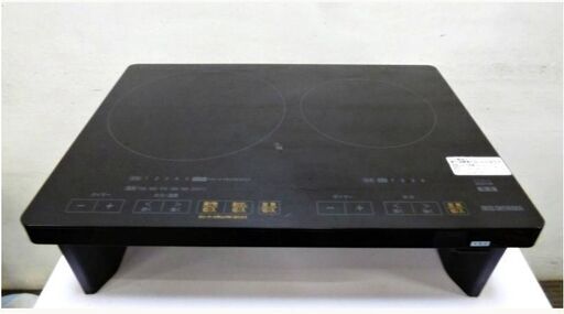 アイリスオーヤマ/IRIS OHYAMA　IHクッキングヒーター　IHC-WKG2S-B　2019年製　最大1400W　動作良好　脚付 ブラック　2口