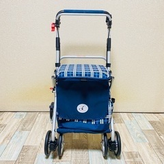 サツキ 歩行補助車 バッグ&チェア 紺チェック