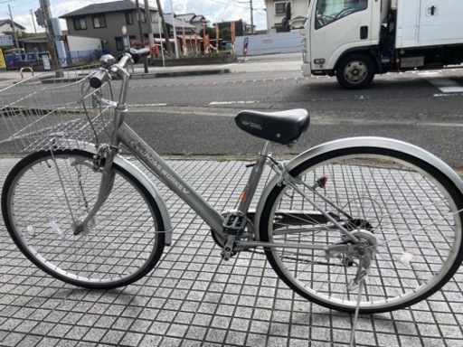 【27インチ自転車】6段変速　LEDオートライト付　前後タイヤ、前カゴ、鍵新品❗️スペアキーあり　若林自転車　浜大津店　SALE中❗️