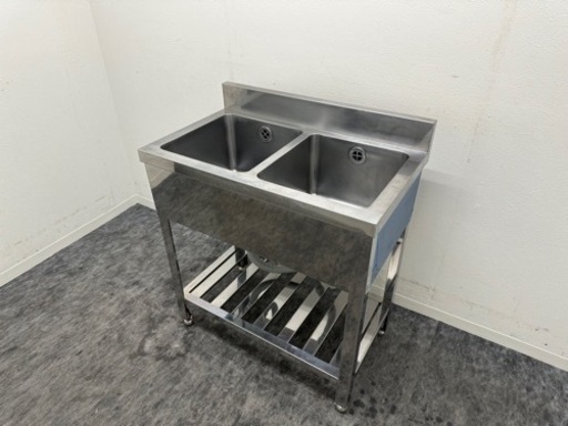 業務用　ステンレス　２槽シンク流し台　厨房　飲食店　W７５０ｘD４５０ｘH８００ｍｍ