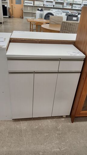★ジモティ割あり★  ダストBOX付きレンジ台 白 H84×D35.5×W70.5 クリーニング済み TJ1935