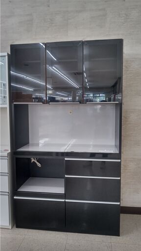 ★ジモティ割あり★ 松田家具 レンジボード 黒 H205×D52×W118 クリーニング済み TJ1941