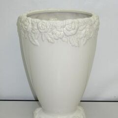 stp-1985　鉢カバー　ホワイト　花瓶　陶器製　花柄　プラン...