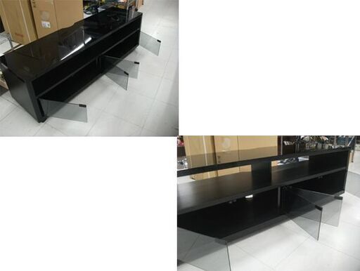 テレビボード 大型 幅140㎝ 47~60型対応サイズ エナメル調 ブラック