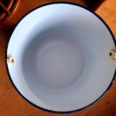 【商談中】レトロ ホーローバケツ （取っ手無し） 琺瑯容器 ホーロー容器 小物入れ　/TJ-1406 2F南の画像