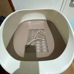 デオトイレ 猫用 トイレ ハーフカバー 本体セット ナチュラルアイボリー  ユニチャームの画像