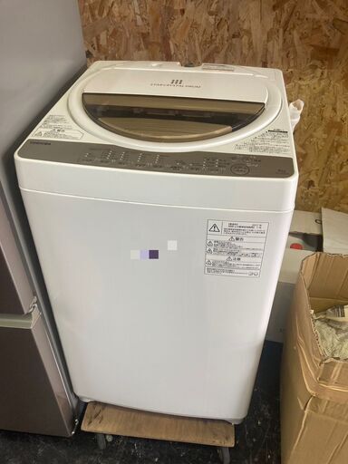 ☆中古￥8,800！TOSHIBA　6.0㎏洗濯機　家電　AW-6G5型　2017年製　幅56㎝ｘ奥行58㎝ｘ高さ96㎝　【BI091】