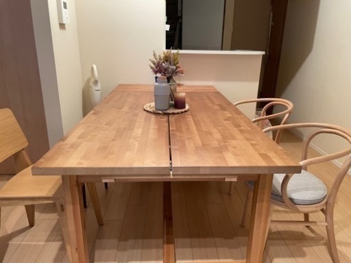 IKEAダイニングテーブル 伸長式(152〜223cm) 一部解体可能 4〜6人がけ