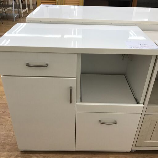 ★ジモティ割あり★  レンジ台 白 H82×W80×D40 クリーニング済み KJ2905