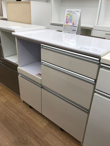 ★ジモティ割あり★  レンジ台 白 H88×W90×D48 クリーニング済み KJ2906