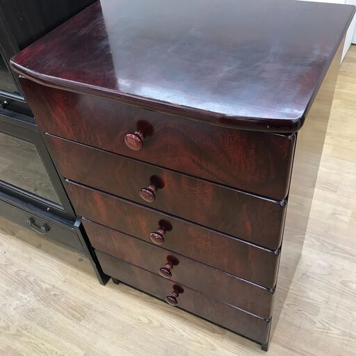 ★ジモティ割あり★  5段チェスト ダークブラウン H90×W60×D45 クリーニング済み KJ2910