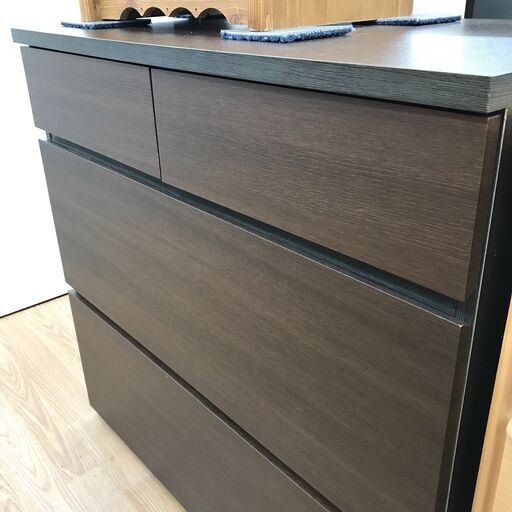 ★ジモティ割あり★  チェスト ダークブラウン H76×W79×D45 クリーニング済み KJ2916