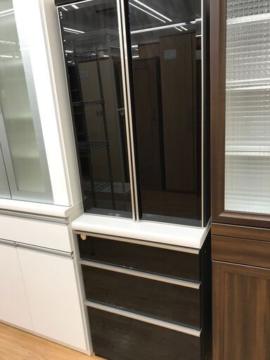 ★ジモティ割あり★  食器棚 黒 H178×W60×D46 クリーニング済み KJ2919