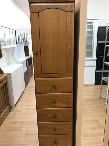 ★ジモティ割あり★  タンス 茶色 H182×W40×D58 クリーニング済み KJ2920