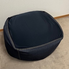 無印良品 ビーズクッション 大　体にフィットするソファ 綿デニム...