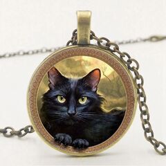 新品・送料無料！幸運を招く黒猫ブロンズペンダント・ねこモチーフネ...