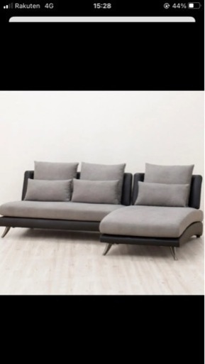 ニトリ　布張りカウチソファ　L型ソファー　グレー　黒