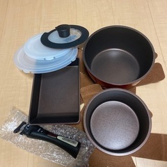 とっての取れる　7点セット　未使用品　鍋　卵焼きフライパン　フタの画像