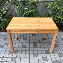 《売約済》?運搬無料エリア有/ 品川区リサイクルショップ   無印　MUJI 良品計画　パイン材　デスク　学習机　パソコンデスク　作業台　木製　ナチュラル　引き出し