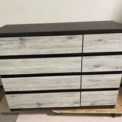 【地域限定　配達無料】　レール式  ローチェスト 4段  幅120×奥41×高92cm ダメージ柄 リビングボード　＃37178
