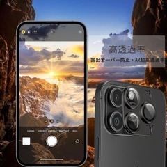 【新品未使用】iPhone15Pro レンズカバー 保護 カメラフィルム 傷防止 ブラックの画像