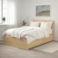 【9月末まで/マットレス・収納ボックス付】IKEA MALM マルム ダブルベッド　ベッドフレーム＋収納ボックス2個＋マットレス