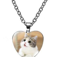新品・送料無料！三毛パステルかわいい猫の写真ペンダント・ねこモチ...