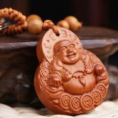 新品・送料無料！布袋様　七福神　木彫り　キーホルダー　ほてい尊　...